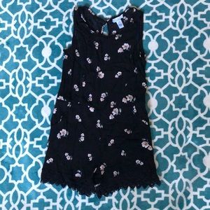 black flower romper